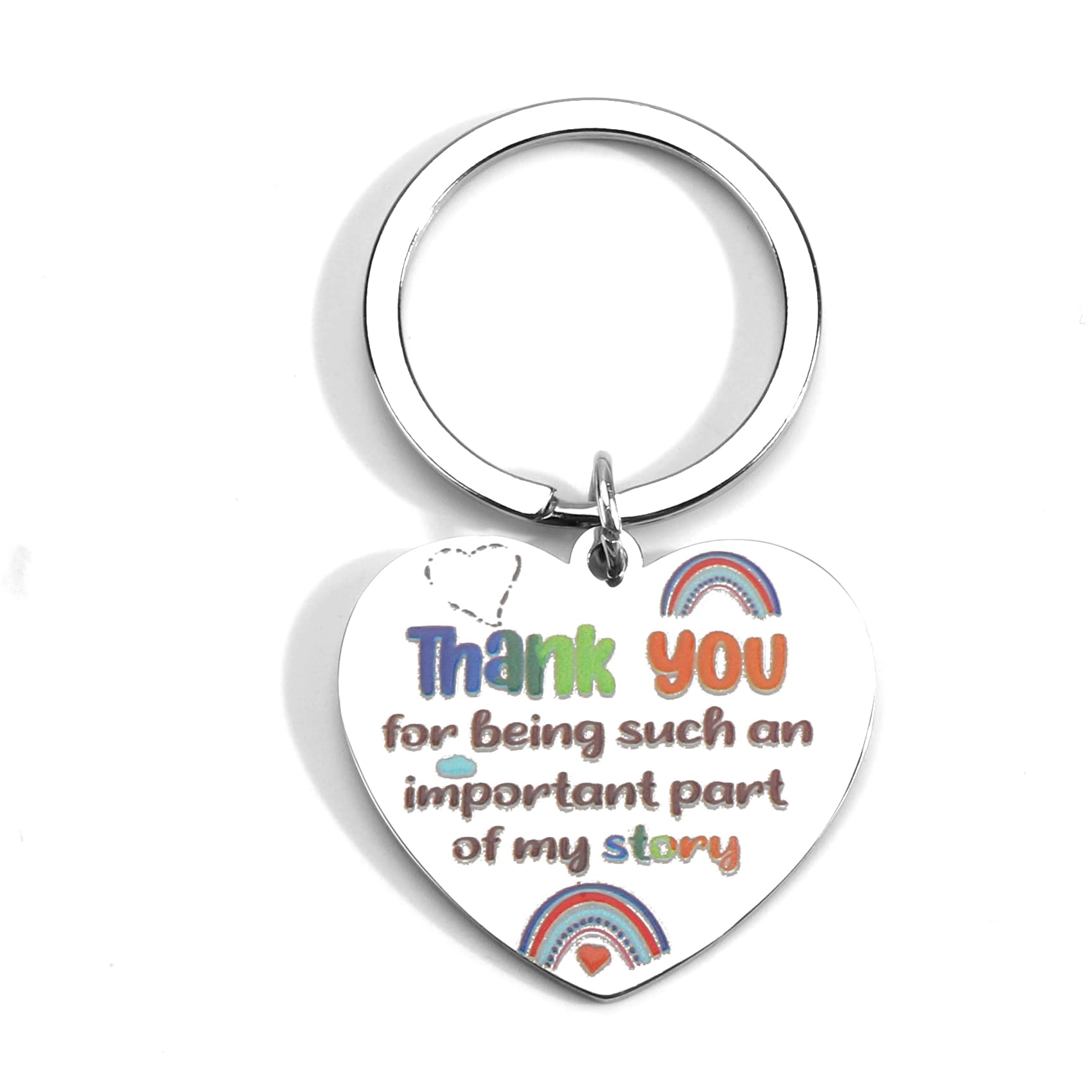 Mucoos Unisex Silver Thank You Keyring,Keychain,Thank You Gift,Thank You Teacher Gifts,Thank You Gifts For Women,Thank You Gifts For Men,Heart Keychain,Teaching Assistant Gift,Big Sister Gifts