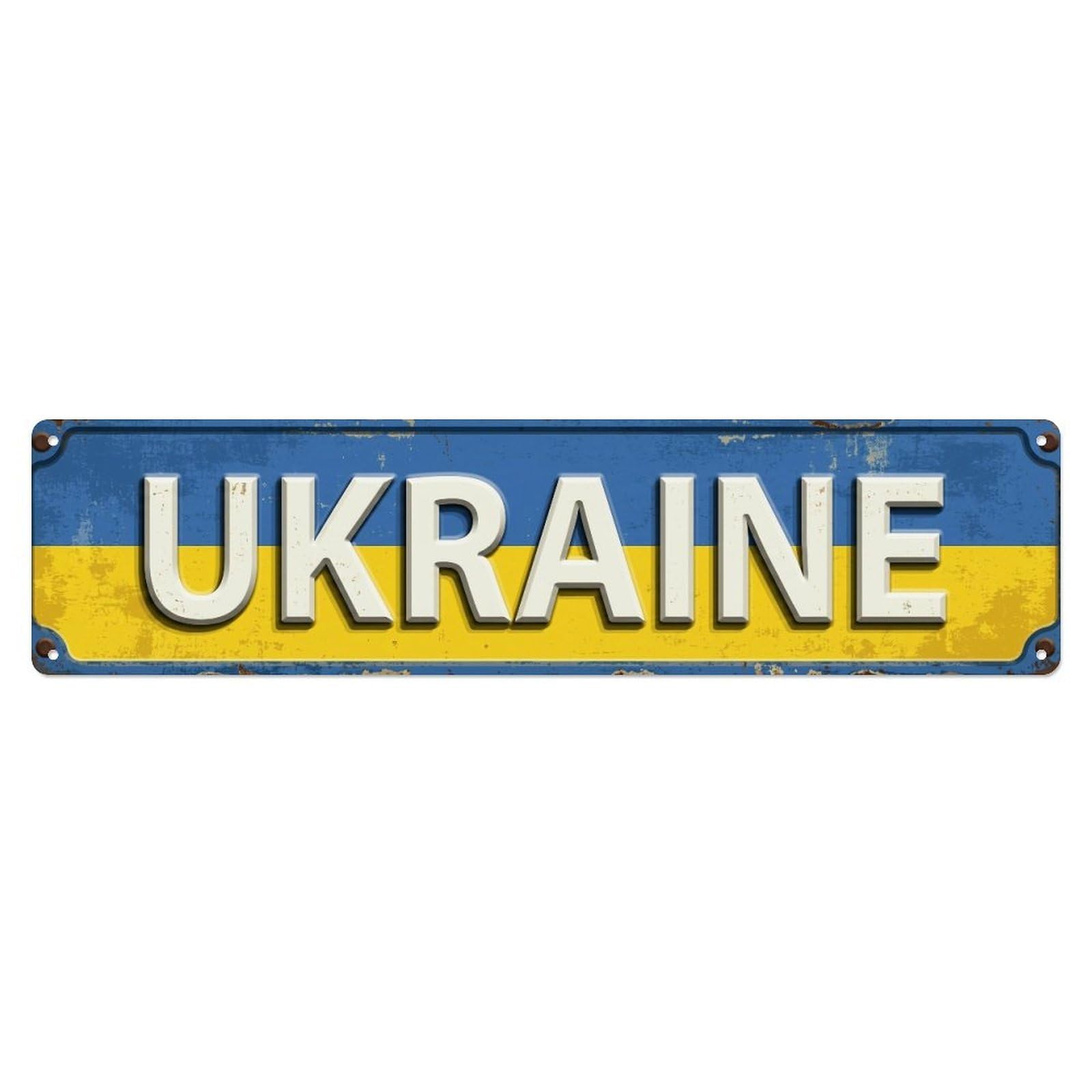 Metal Tin Sign Vintage Ukraine Flag Pattern