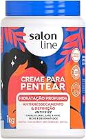 Salon Line, Creme de Pentear, Hidratação Profunda, Definição e Antirressecamento, Vegano - Cabelos Ondulados, Cacheados e Crespos, 1 Kg