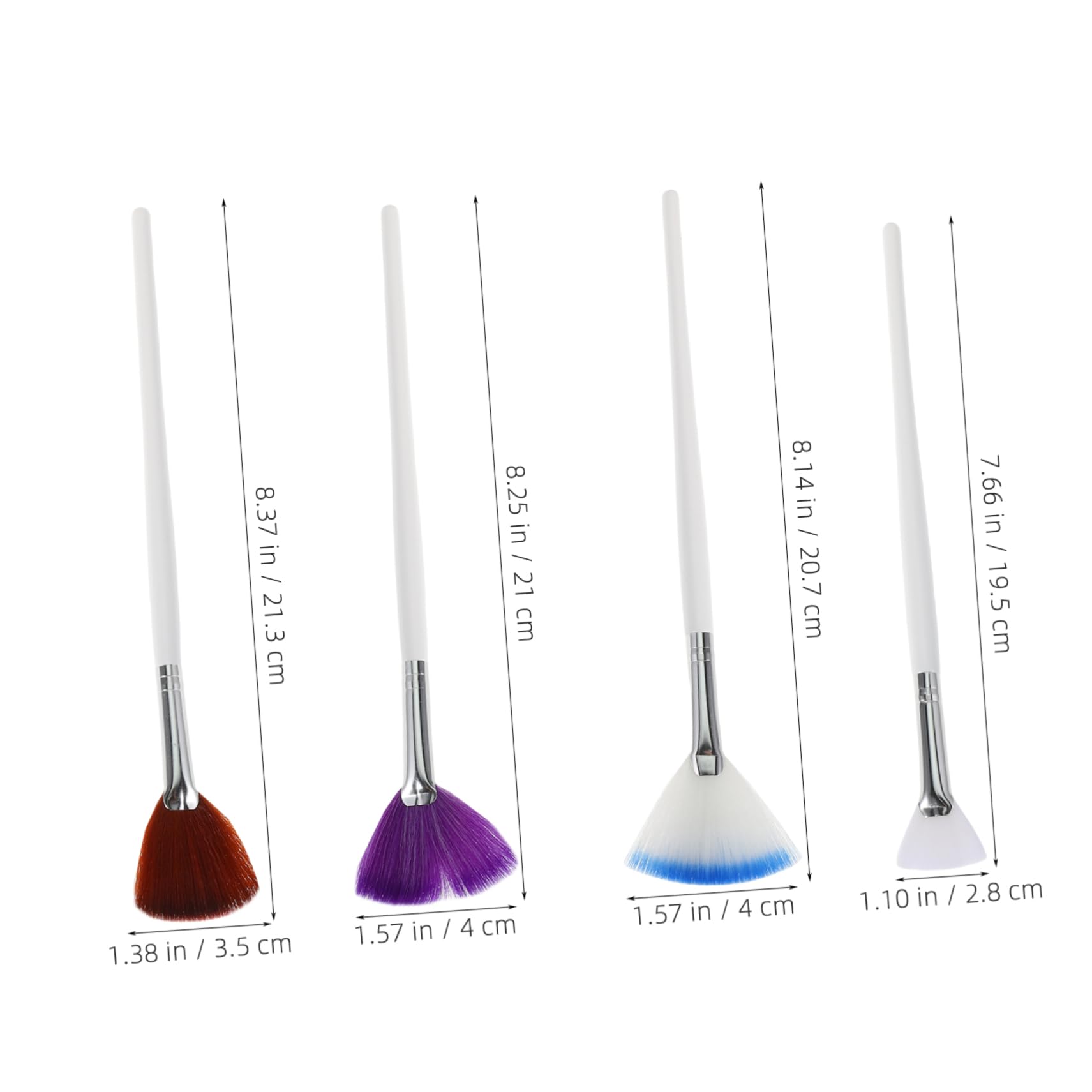 SHERCHPRY 4pcs Soft for Facial Mask Application Makeup Applicator Tools Esthetician Fan Brushes in White Purple Brown Blue