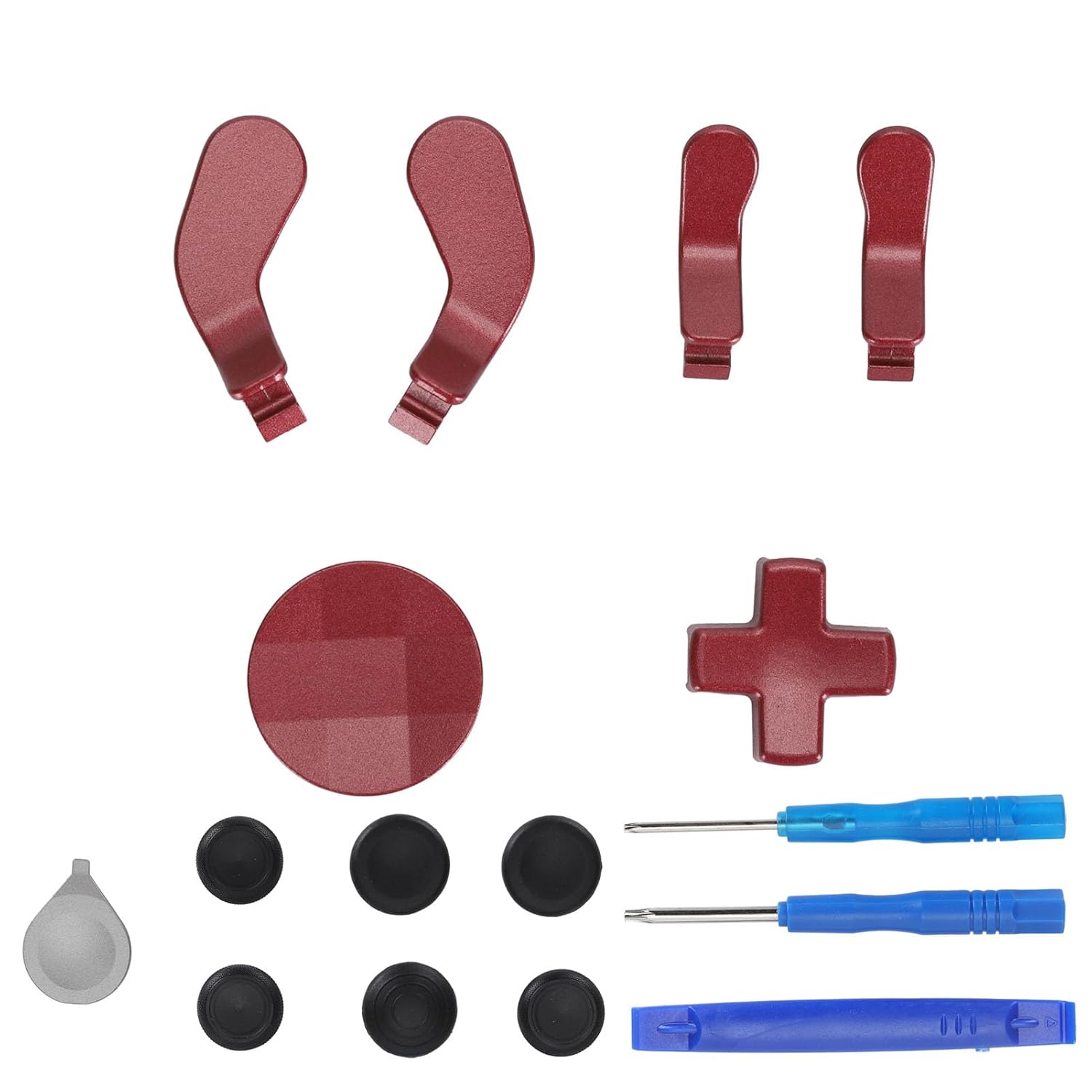 Metal Thumbsticks Replacement Parts Kits,Accessories for Xbox One Elite Series 2 Controller, Joysticks, Paddles Kit (Red)