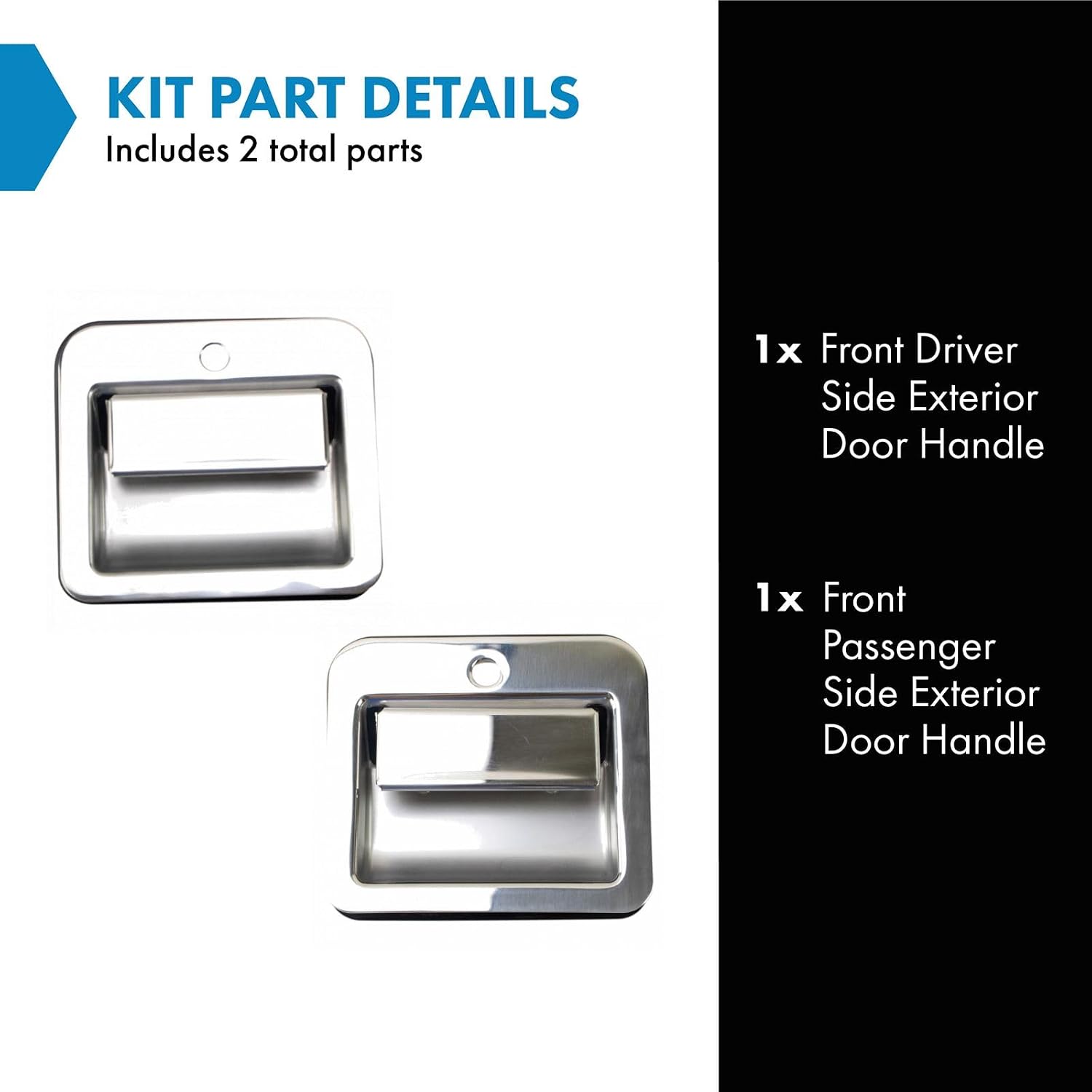 TRQ Left and Right Exterior Door Handle Set Drivers Side Compatible with 1995-2002 Kenworth T300 2001-2004 T600A 1997-2002 T800
