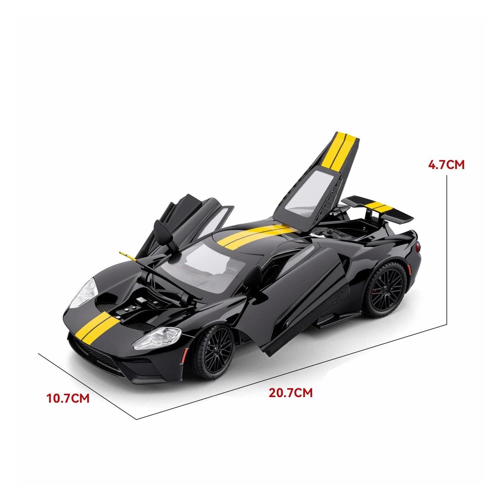 Modellino Diecast Modellismo da Collezione Auto Per Ford GT Modellino Auto | 1:24 Collezione Metallo Scala Modello(Nero)