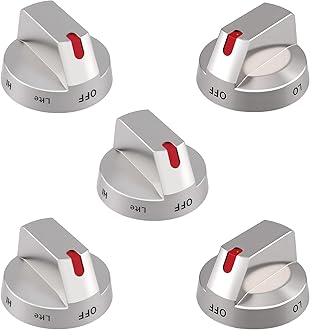 【5-Pack】 Upgraded DG64-00473A Burner Control Dial Knob Range Oven Replacement Compatible with Samsung Gas Range/Oven/Stove,Sturdy Stainless Steel Reinforcement Ring.