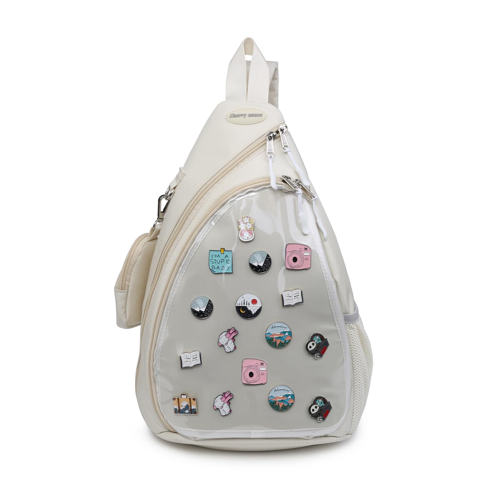 CHERRY SAUCE Oxford Ita Bag Kawaii Pin Display Chest Pack Single Shoulder Bag Sport Backpack Hiking Daypack