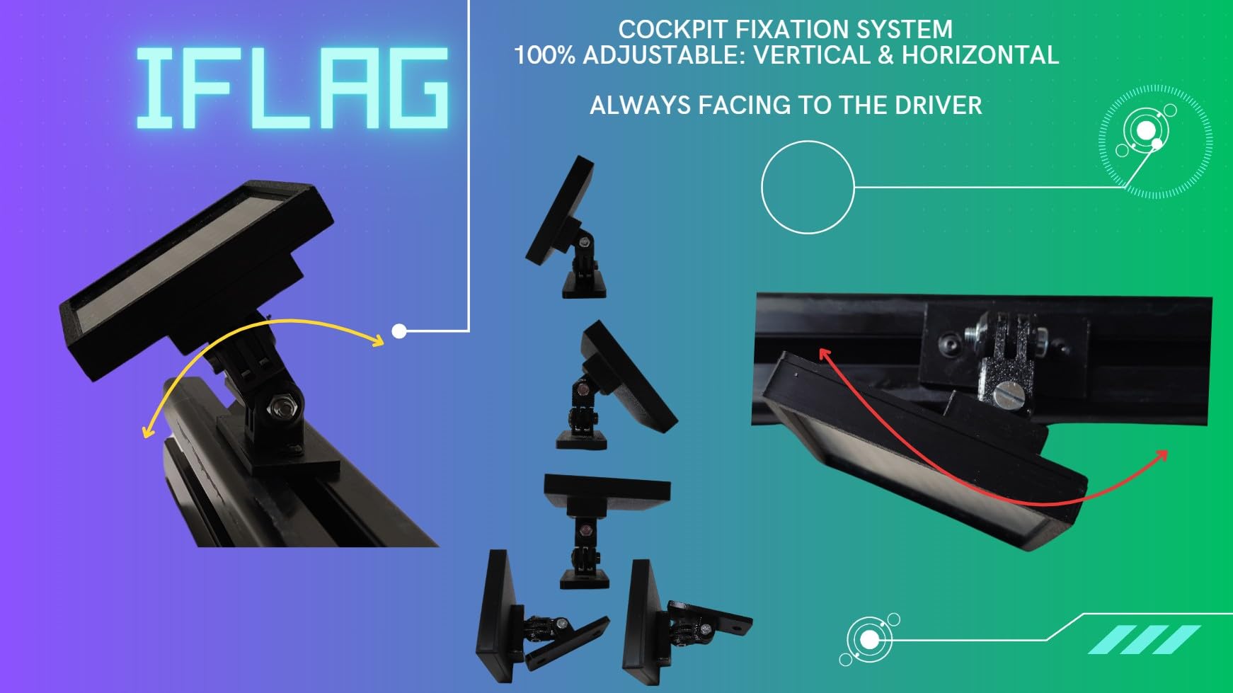 Genérico iFlag, Simflag. para Montaje en Cockpit de perfiles de Aluminio. PC Simracing