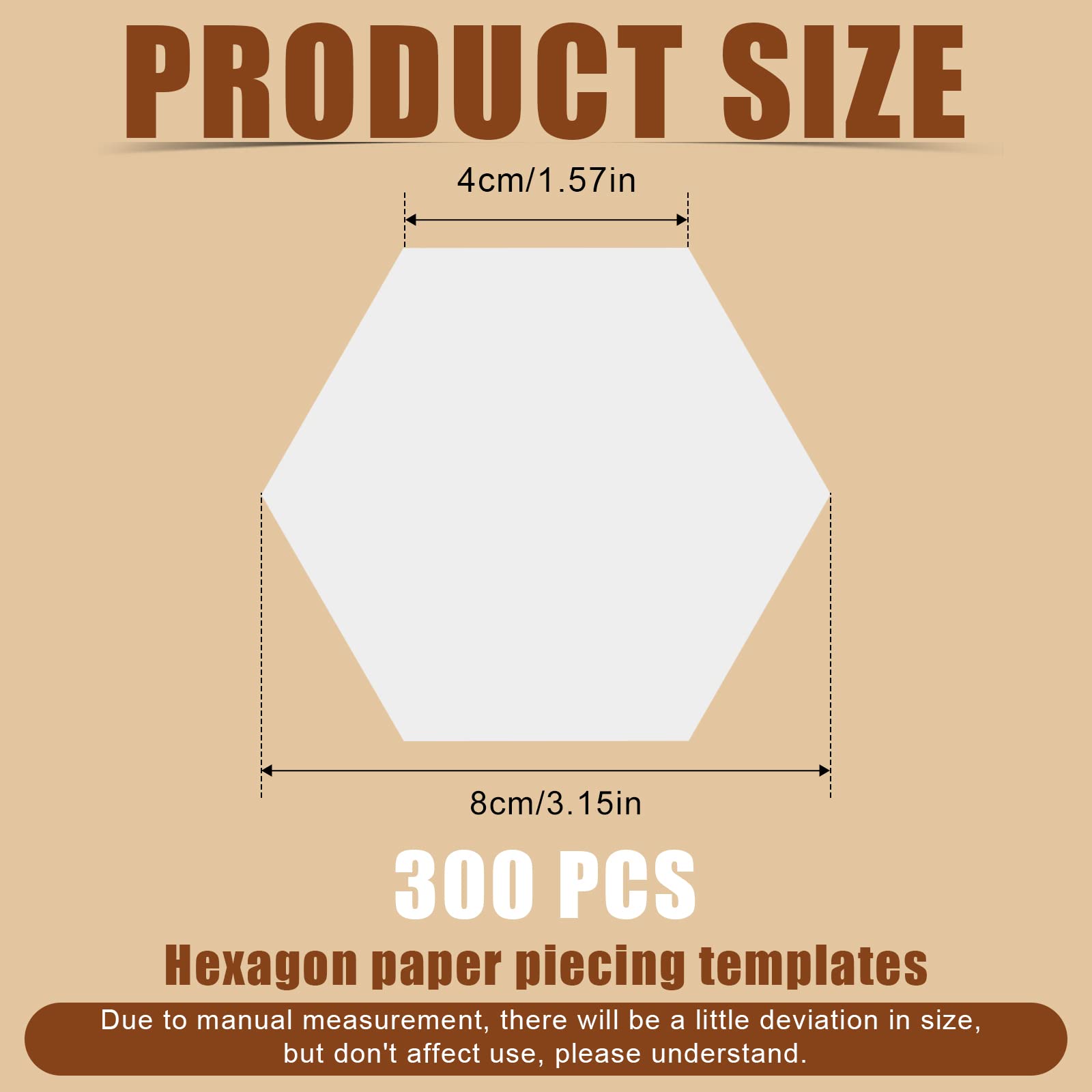 300St Hexagon Paper Piecing Schablonen - 4 cm English Paper Piecing Vorlagen zum Quilten Nähen Bastelideen DIY zum Spleißen von Patchwork (Weiß)