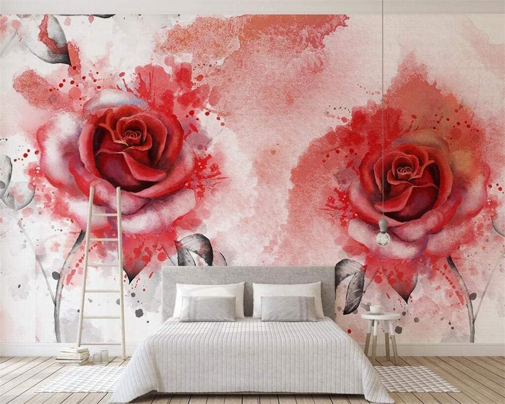 Papier peint 3D salon motif fleur rouge et rose mural moderne 150x105 cm