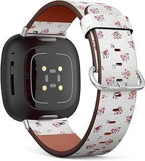 CJBROES Replacement Leather Watch Band, Compatible with Fitbit Versa 3 and Fitbit Sense of Wristband Bracelet Accessory - Tiny Flower dots