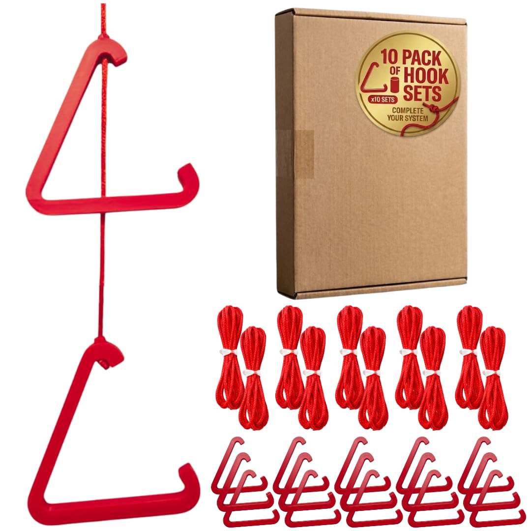 315 Supplies Red Triangle Emergency Alarm Pull Cord for Accessible Bathrooms Disabled Toilet - 2 Hook Set, 3m Cord Length Easy-Fit Adjustable Cord (10, Red)
