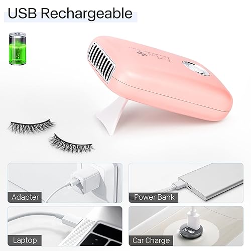 Miniatura 5 de Buqikma Ventilador de pestañas mini ventilador de pestañas para extensión de pestañas, ventilador portátil de pestañas recargable de mano,