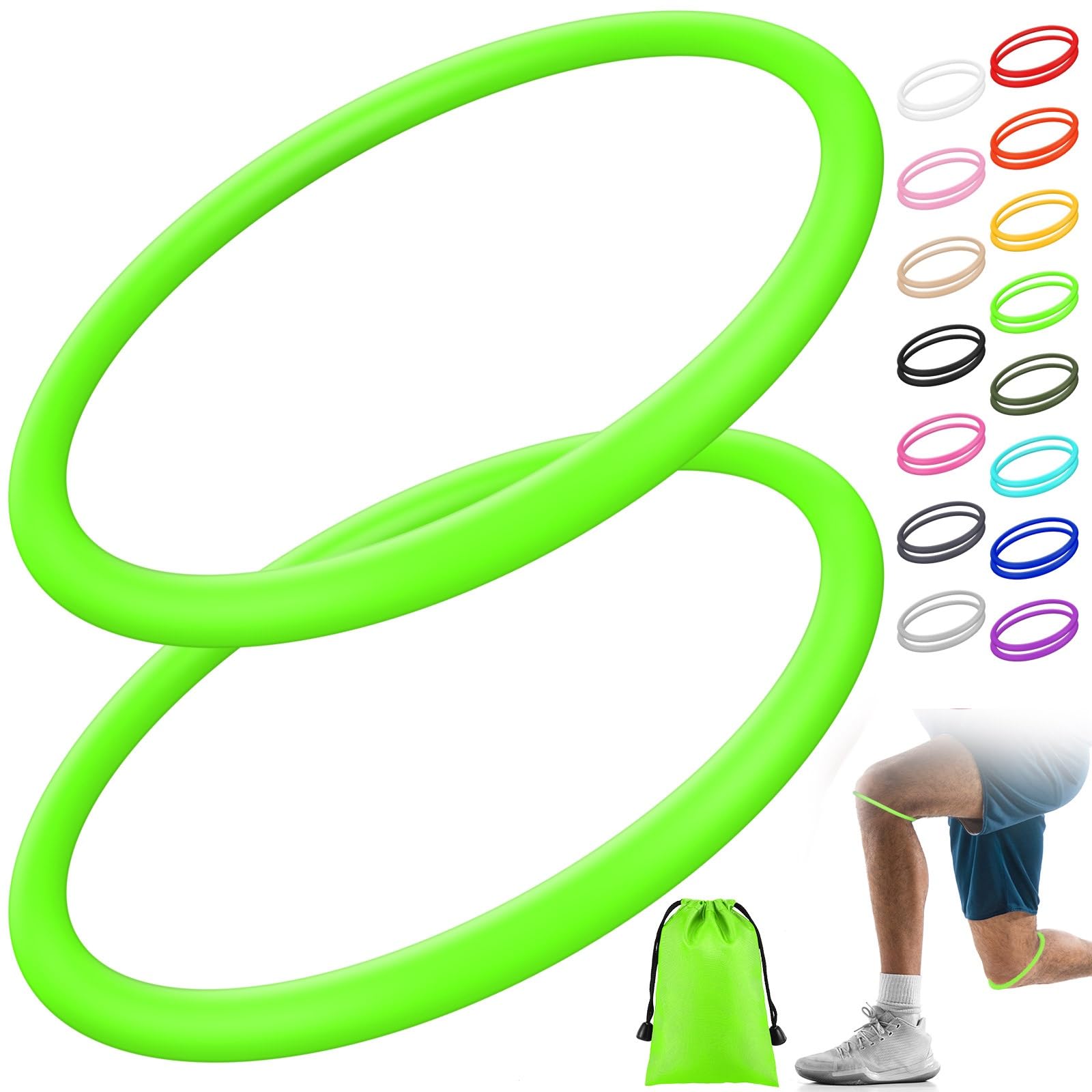 Foilswirl Silicone Patella Knee Band for Basketball Patella Tendon Support Knee Pain Running Tendon Brace Support Strap(2,Fluorescent Green,M)
