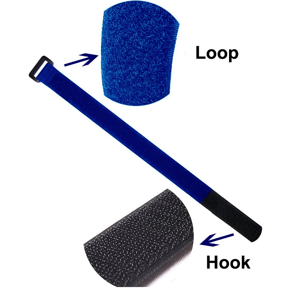 Rusoz Attache Cable,5m Serres-câbles Scratch Nylon Réglables Réutilisables Sangles à Crochet Et Coucle Largeur 2cm Avec 25 Boucles En Métal Pour Organisation Des Câbles à La Maison Et Au Bureau