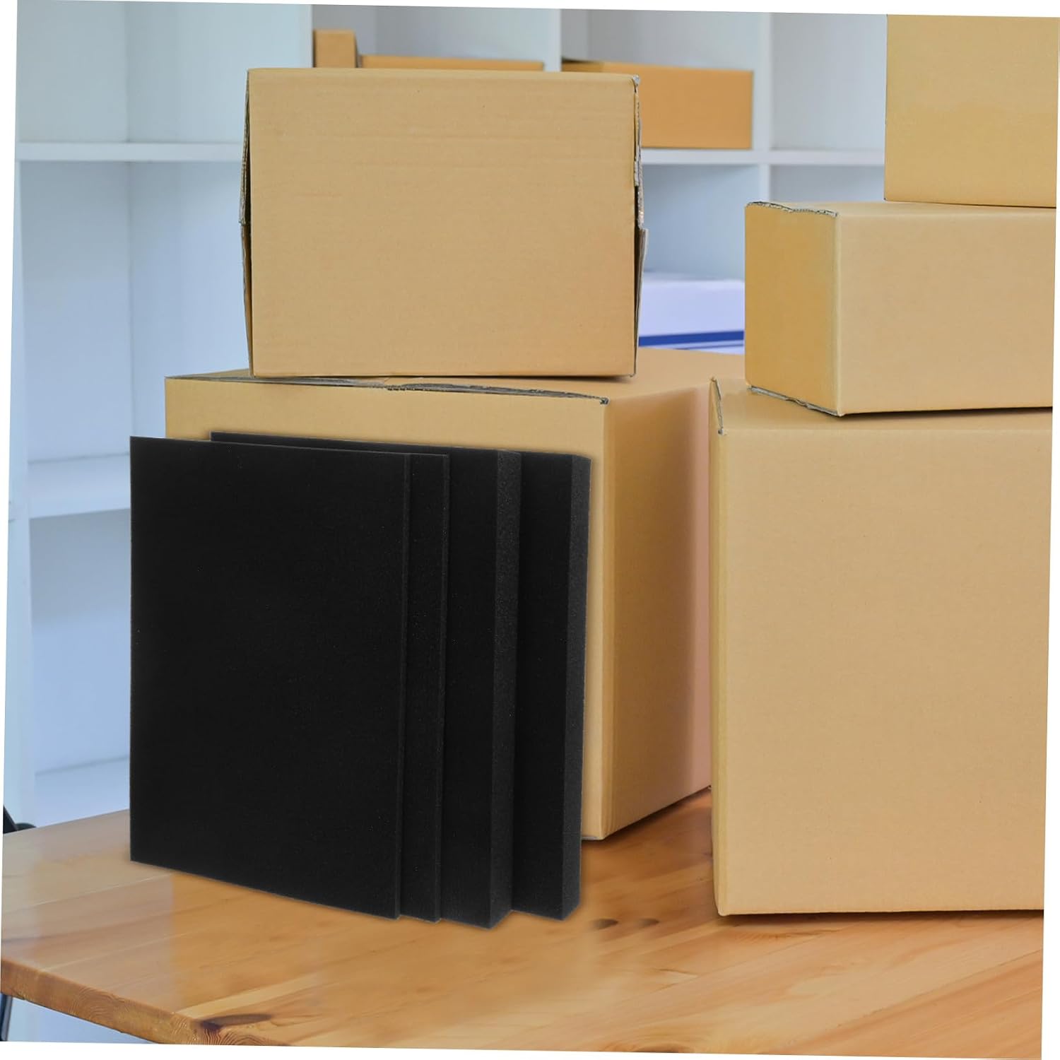 4pcs Black Packaging Bags Hand-torn Sponge Lining for Foam Planter Insert Pad Padding Foam