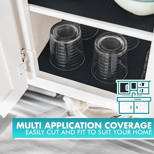 Miniatura 7 de Revestimiento para cajones y estantes verdaderamente antideslizante, pesado, grueso, duradero, material resistente al agua, fácil de cortar para