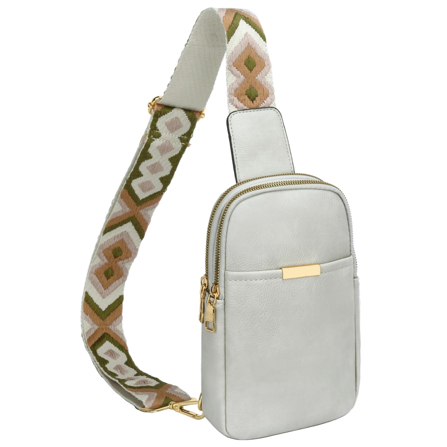 KKXIU Small Sling Bag for Women Crossbody Trendy Fanny Packs Vegan Leather Mini Cell Phone Teenage Purse (Light Grey)