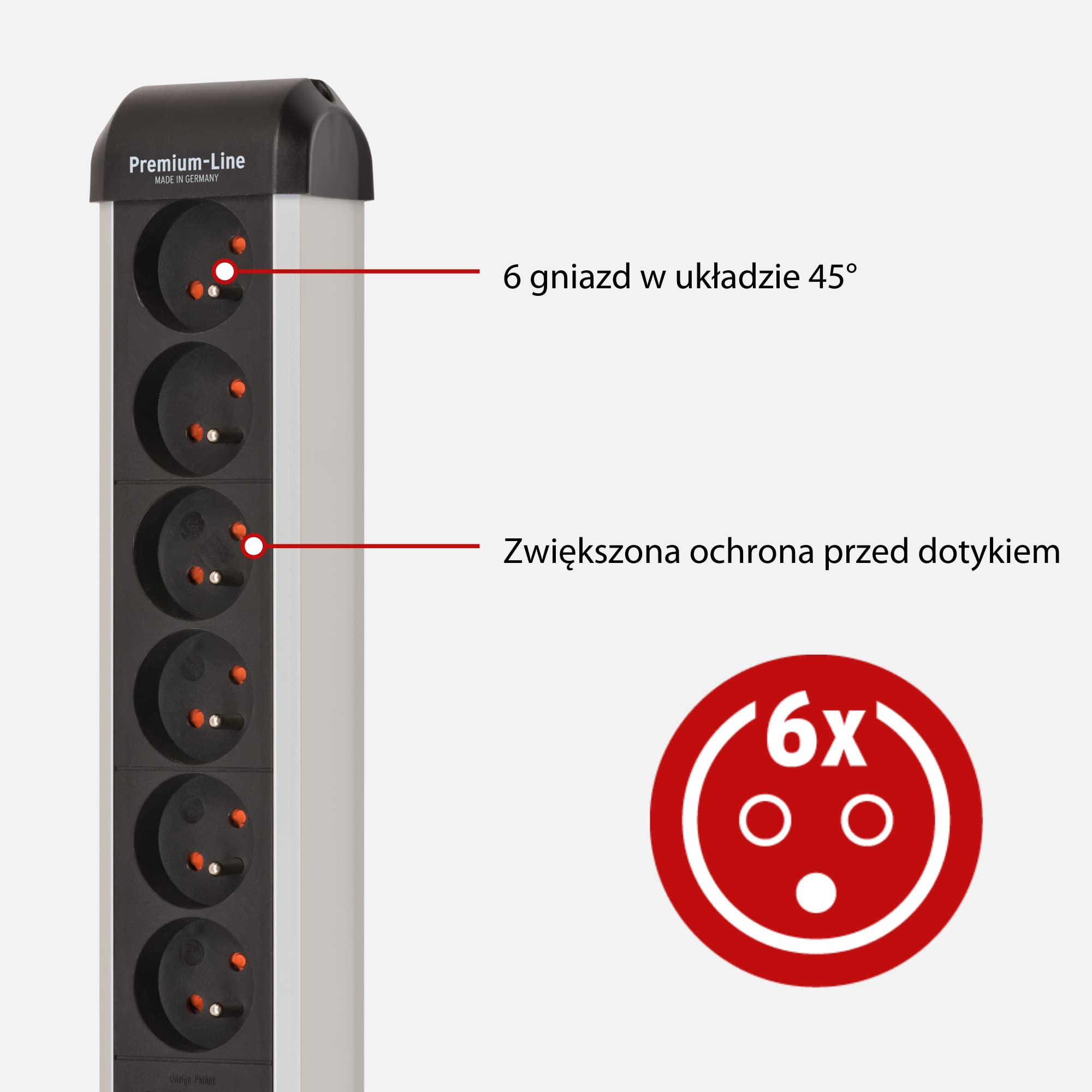 Brennenstuhl Premium-Alu-Line 6 Steckdosenleiste / Verlängerungsleiste aus hochwertigem Aluminium (mit Schalter und 3m Kabel, Made in Germany)