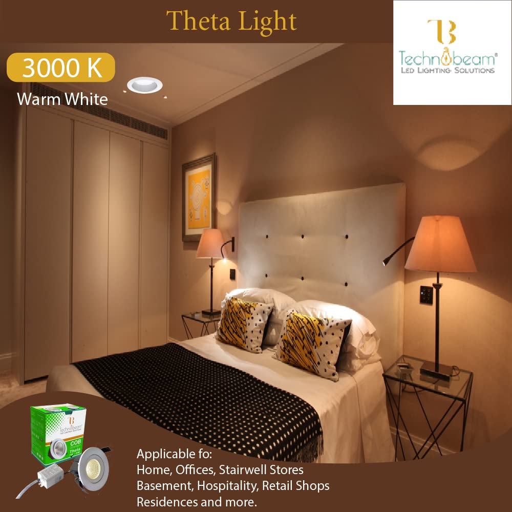 Technobeam 40 Watt Natural White: 4000K LED Theta cob round Light, Spot Light/For POP False Ceiling With Die Casted Aluminium Body For Home and Office (Pack of 10, 40 Watt) 4