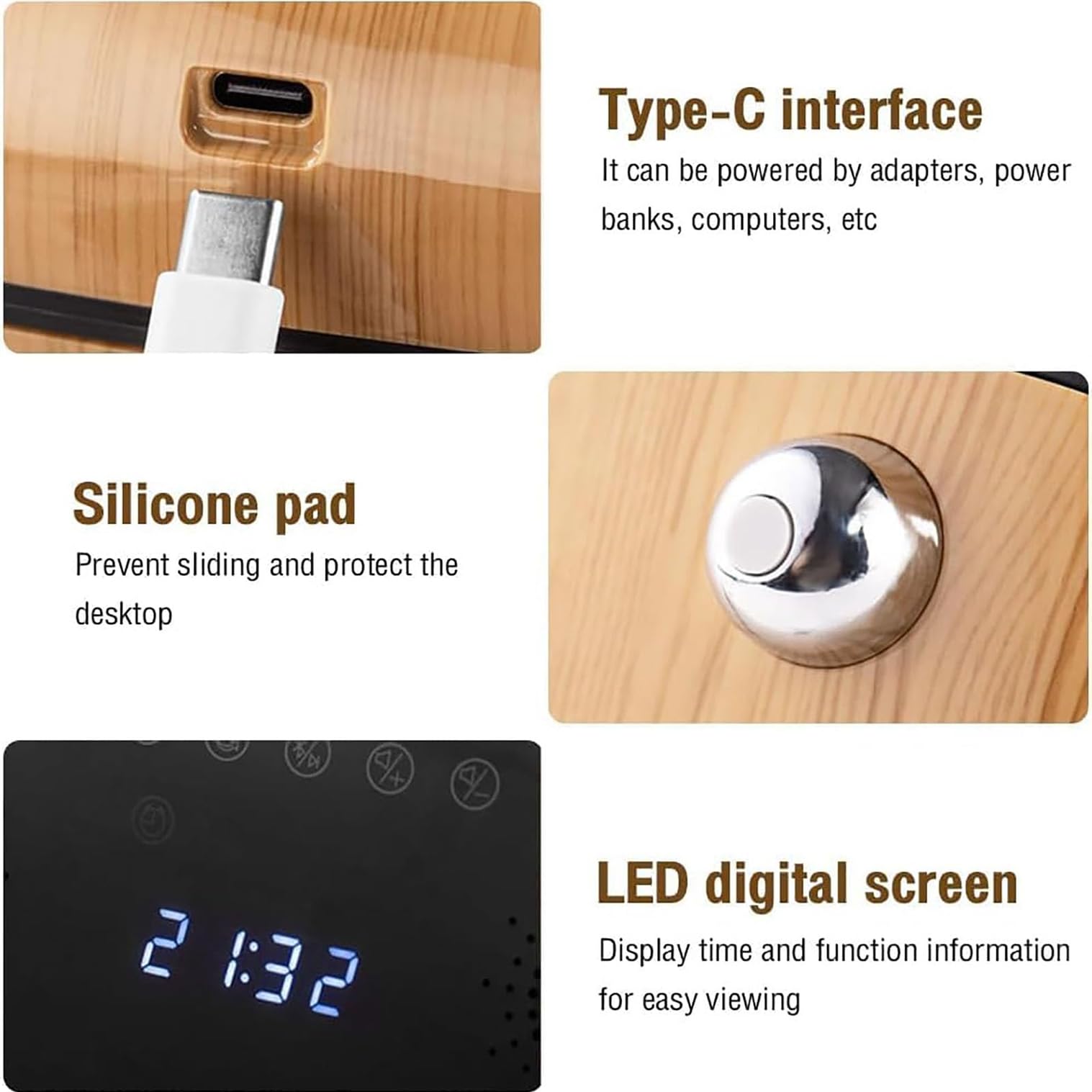 Humidificador de aire de 500 ml para dormitorio, niebla fría con luz nocturna RGB, difusor de aceite esencial, fácil de limpiar, pantalla LED para uso doméstico y de oficina