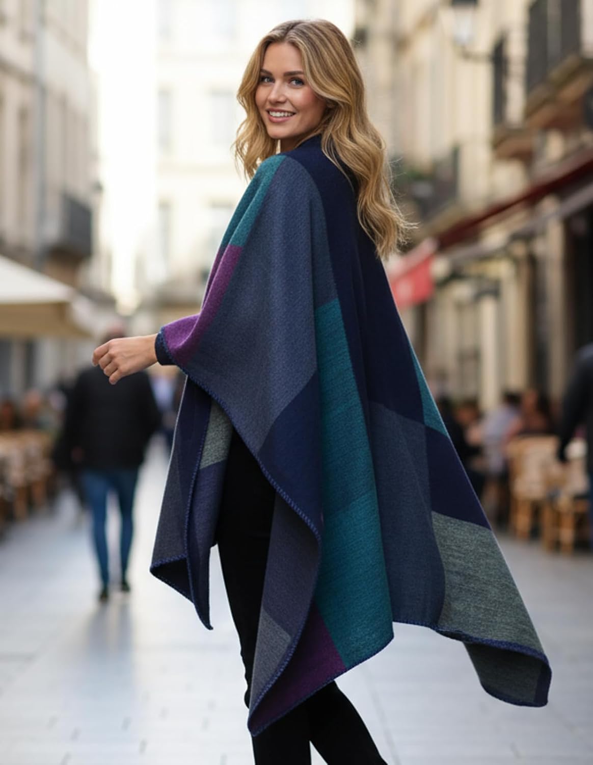 Women's Shawl Wraps Open Front Poncho Cape Oversized Sweaters Casual Cardigan Shawls for Fall Winter - Image 5