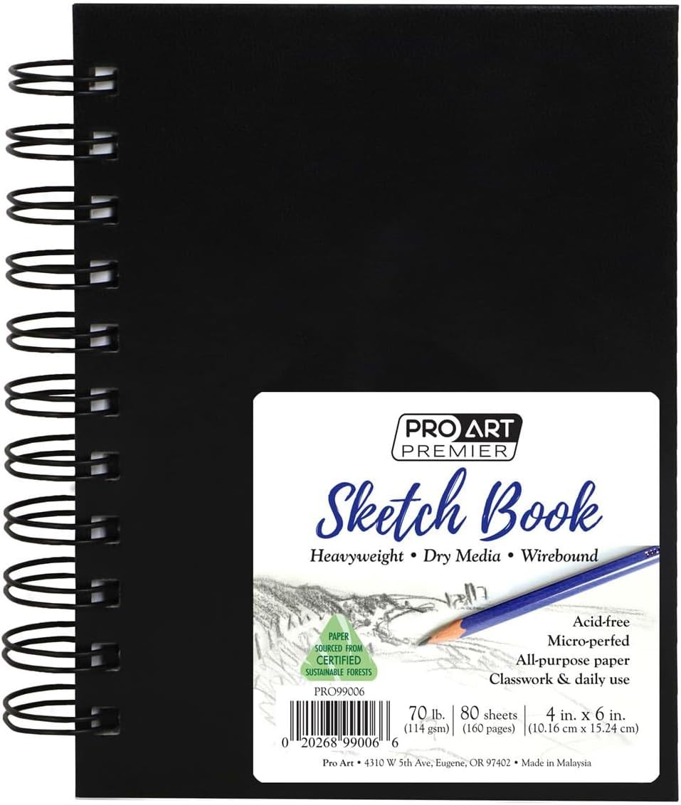 Pro-Art Spiral Sketch Book 4x6": 80 Sheets