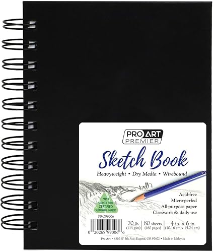 Pro Art Libro de bocetos Prem 4x6 80sht 70# Wire