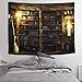 FRAMICS Vintage Library Bookshelf Tapestry Wall Hanging Study Room Picture Art Print Tapestry Retro Bookshelf Wall Art Bohemian Hippie Wall Tapestries for Bedroom College Dorm Decor (59.1