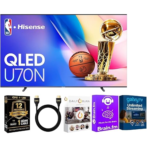 Hisense 100 in U70 Series 4K Ultra HD QLED Smart Google TV 2025 144Hz Dolby Vision HDR10+ FreeSync WiFi 6E Dolby Atmos Alexa Google Assistant w/HDMI Cable Streaming Bundle & 12 Mo CPS Protection