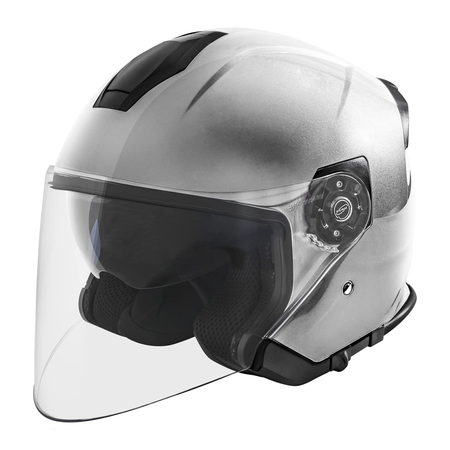 Photo 1 of (opened for inspection)(see images) VCAN V88 3/4 Open Face Motorcycle Scooter Helmet ECE & DOT Approved Silver Metallic Small