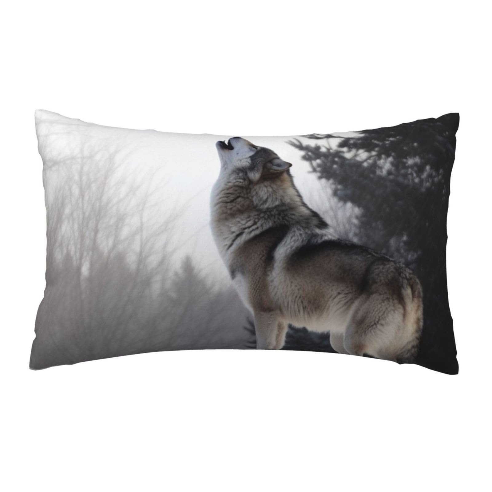 FodPand Luxury Velvet Pillow Cases 12 x 20 inch Super Soft Decorative Throw Pillow Covers - Howling Wolf Pillowcases Modern Lumbar Cushion Cases for Couch Sofa Bed Pillow Shams