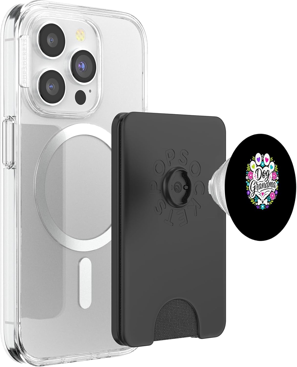 Dog Grandma Pet Pawprint Floral PopSockets PopWallet for MagSafe image 3