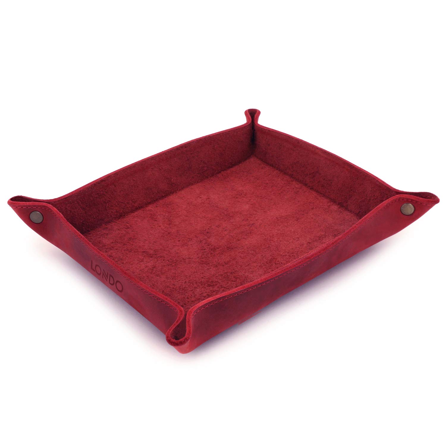 Londo Bandeja de Cuero Real Organizador Práctica Caja de Almacenamiento para Carteras, Relojes, llaves, Monedas, Teléfonos Celulares y Equipos de Oficina, Unisex