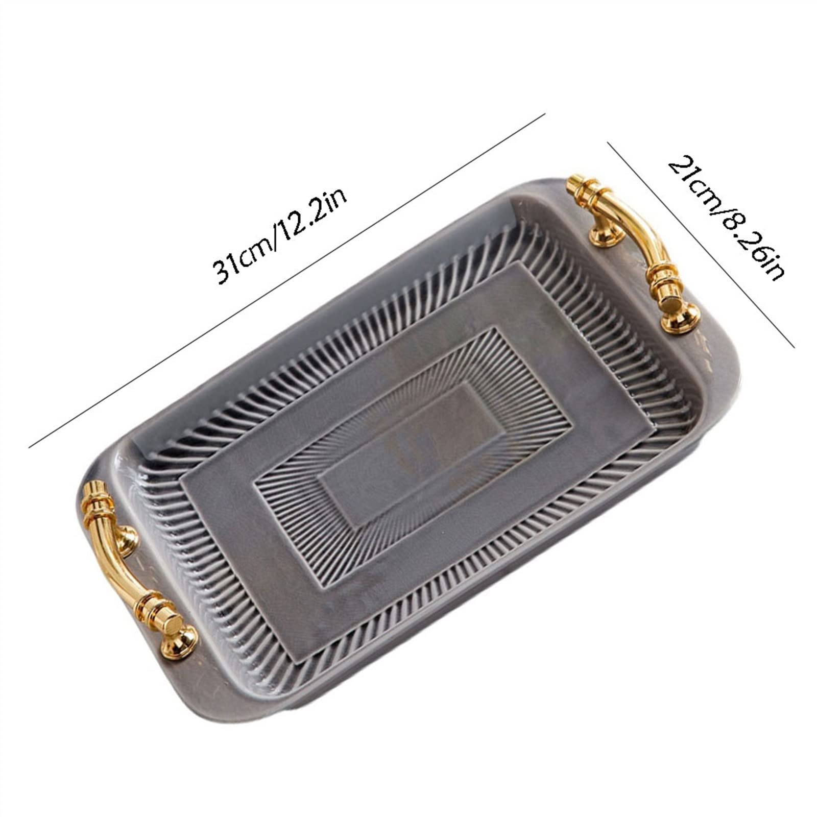 Decorativi esterni Modello creativo di crepe Vassoio portaoggetti in ceramica moderno semplice e di lusso Organizzatore da tavolo Vassoio for tazza da tè for snack per cena, tè, bar, tavolo