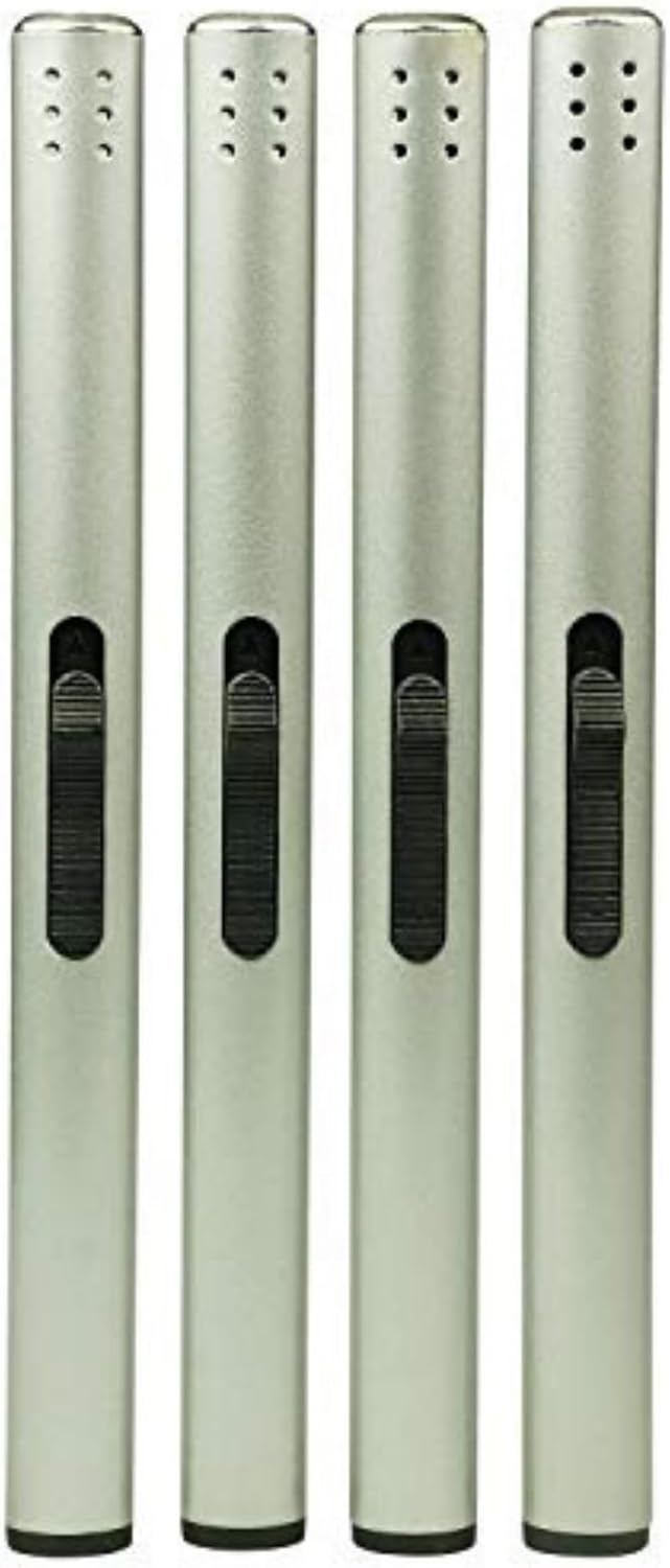 Cello Silver Metallic Lighters Multipack. 4 X Long Lighters. Long