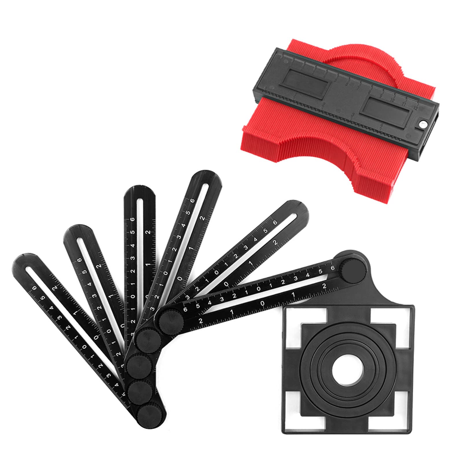 IrovamiUniversal Ruler & Contour Gauge Tool 6-Sided Multi Angle Measuring Tool 5 Inch Profile Gauge Measure Ruler for Professional Builders Craftsmen Engineer Woodworking DIY