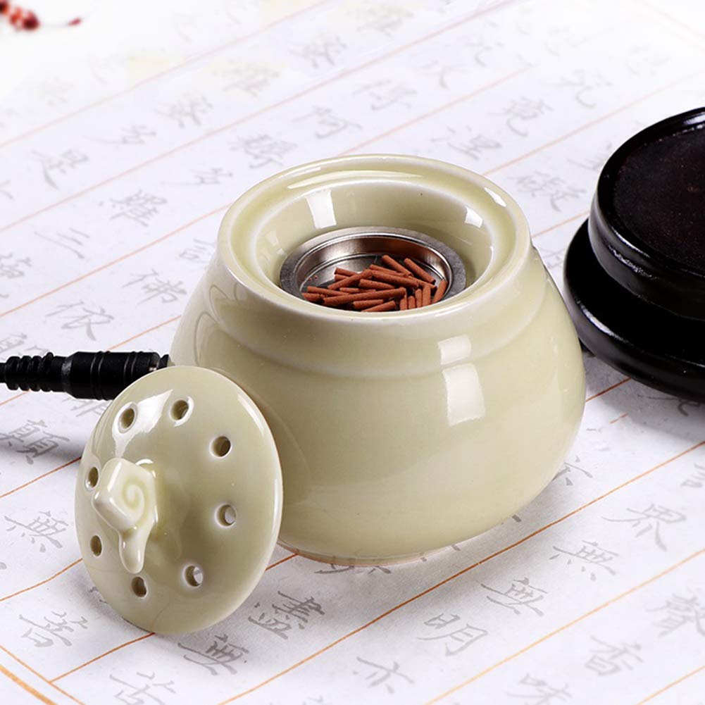 RXBFD Brûleur électronique d'encens de synchronisation, Température réglable Huile Essentielle Diffuseur de Parfum, Encensoir en Bois d'agar résineux, pour la Maison/Bureau/Yogo etc.