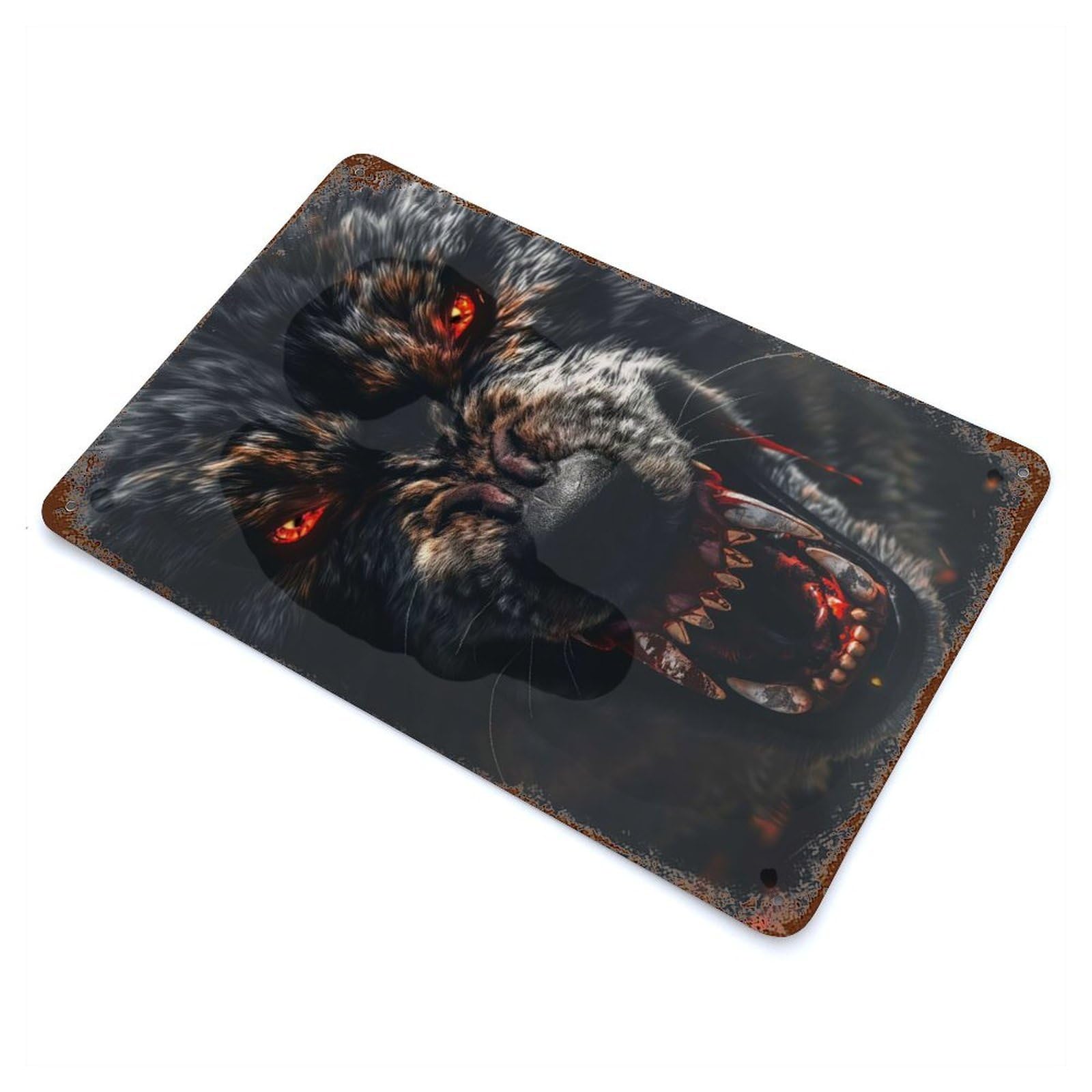 Wild Wolf Decorative Tin Sign 11.8"x7.9", Retro Wall Decor for Living Room, Hallway And Home Decor