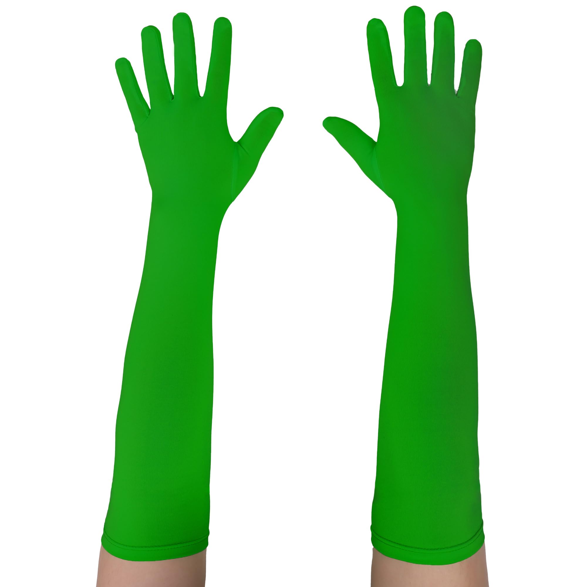 Seeksmile Long Gloves Unisex Adult 18" Length Spandex Stretchy Cosplay Costume Gloves, Green, One Size