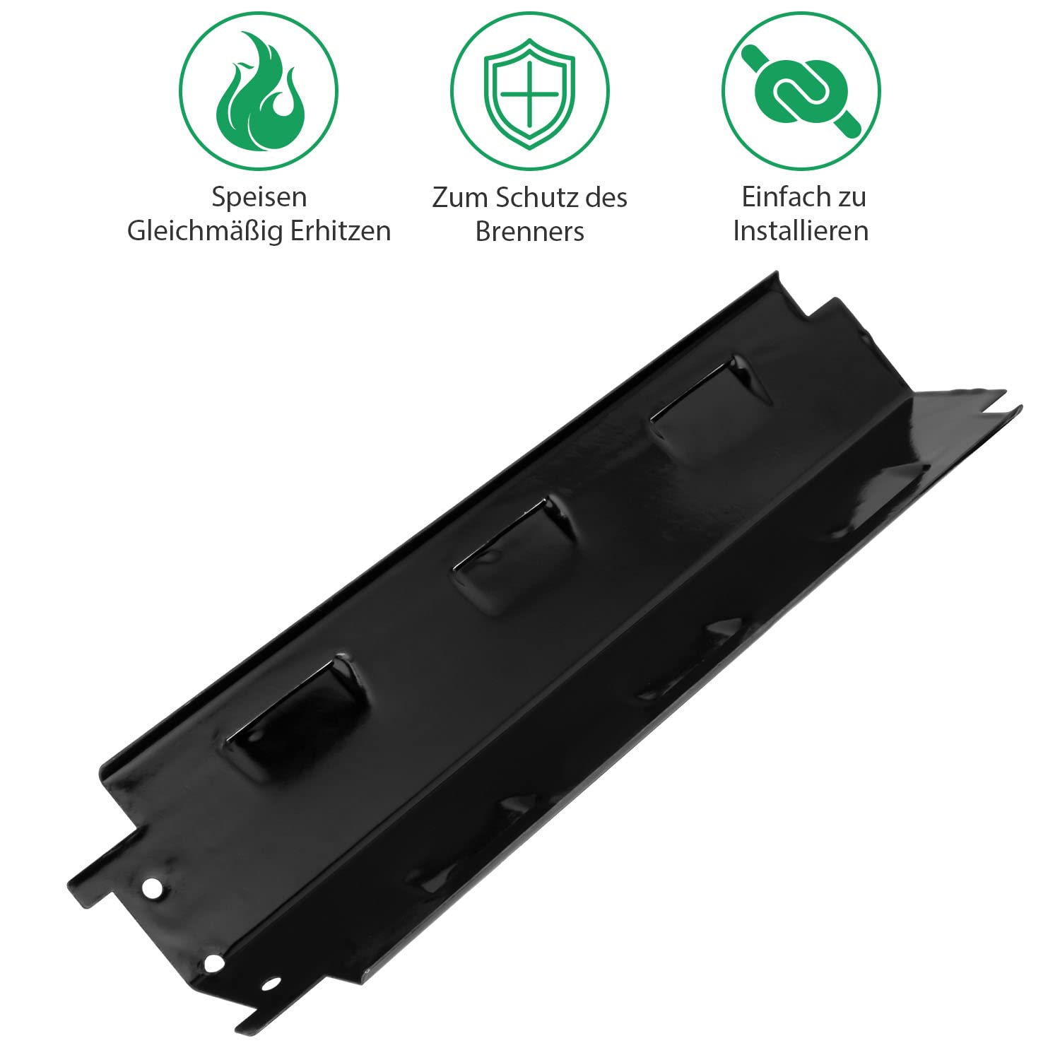 WELL GRILL 37cm Universelle Cache Bruleur Barbecue gaz Pièces de Rechange pour Barbecook, Charbroil, Uniflame, Campingaz, Proficook, émail Plaque chauffante diffuseur Chaleur Barbecue à gaz