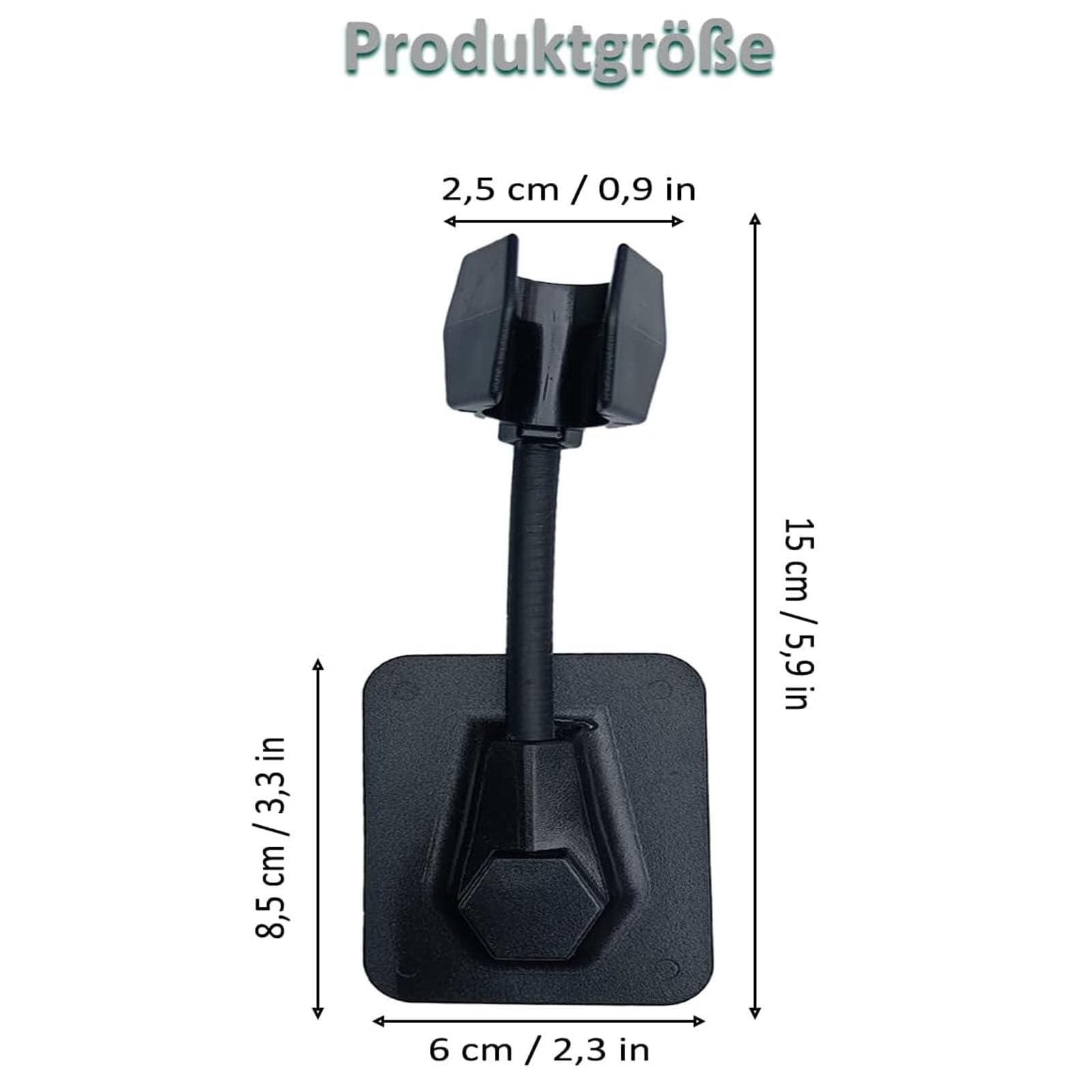 Staffa Supporto Doccia Regolabile 360º, Supporto Soffione No Punch, Senza Foratura, Nero