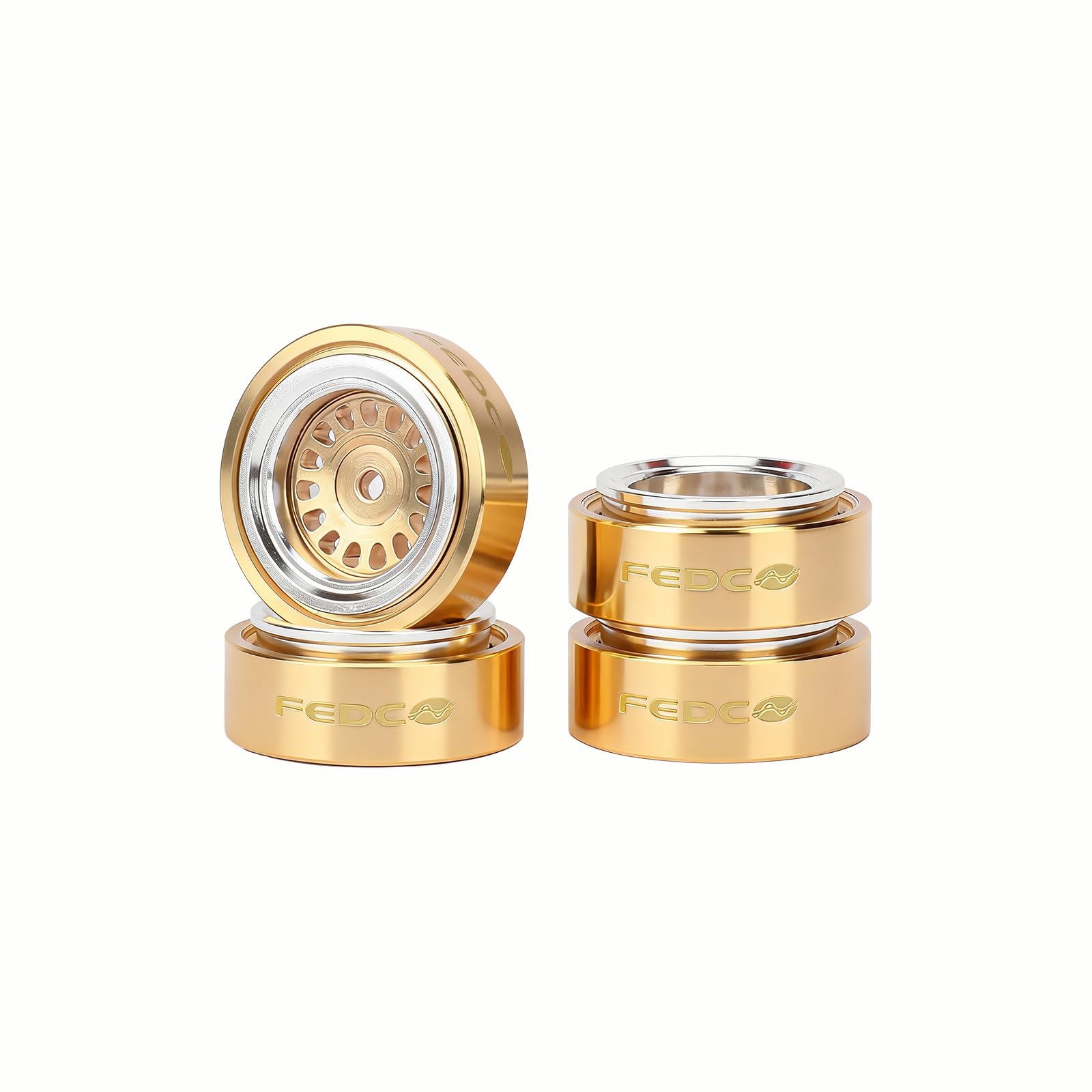 SCX30 Brass Wheel Rims 4PCS CNC Machined Wheels for Axial SCX30 Upgrade Parts 1/30 RC Crawler