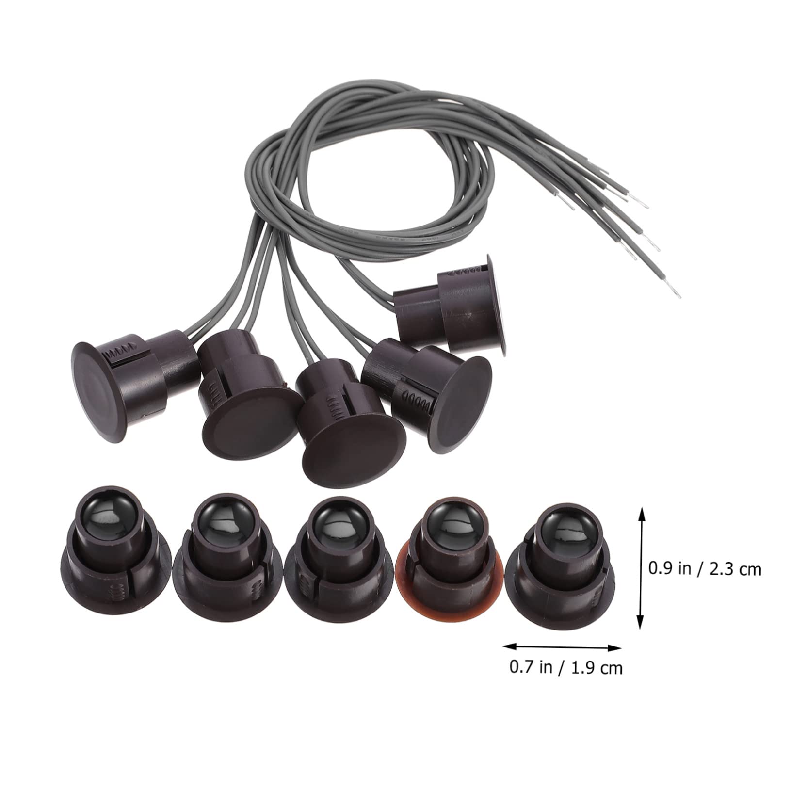 Unomor 2sets Black Reed Switch for Door Window Magnetic Sensor Alarm Easy Install 5pcs*2