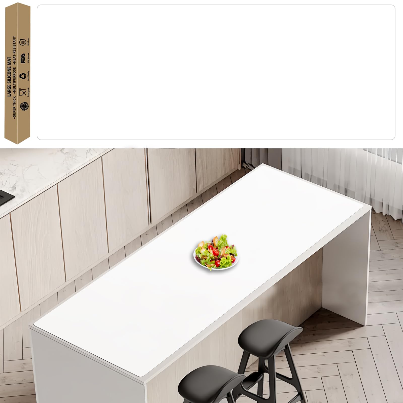 78.7''x23.6''(200cmx60cm) Extra Large Silicone Mat for Kitchen Counter, Heat Resistant Non-Slip Kitchen Island Protector Mat, Silicone Placemat for Countertop Protector, Semitransparent