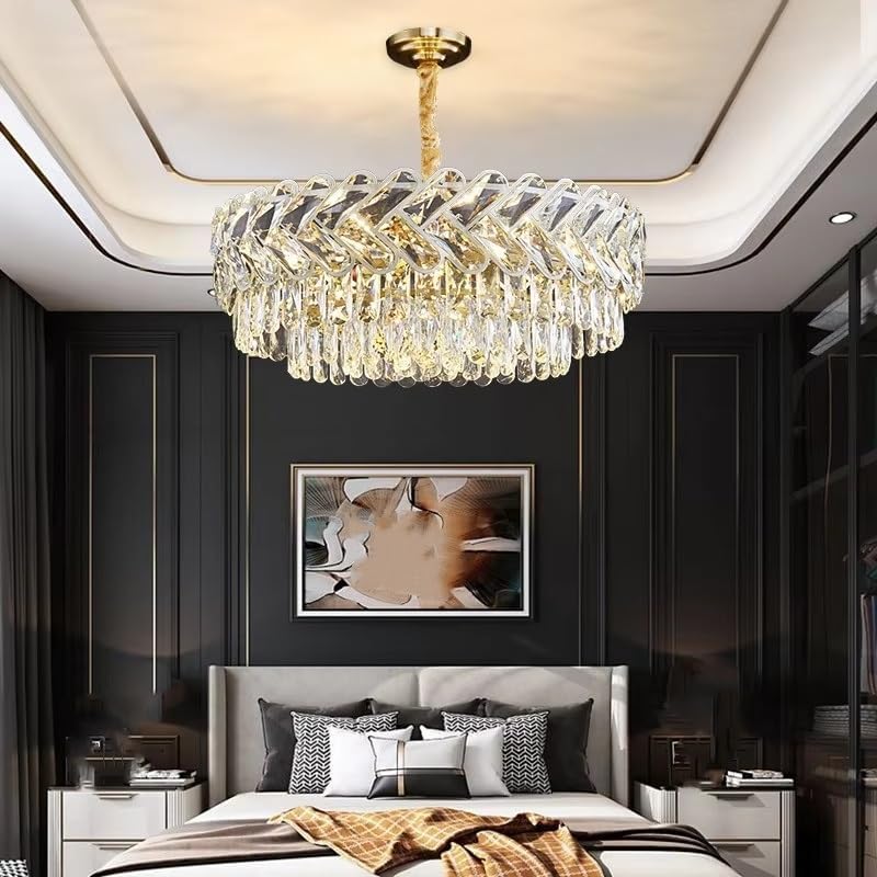 Modern Luxury Crystal Led Chandeliers Living Room Decor Led Hanging Lamp Dining Room Villa Suspension Light Fixture,for Decoration