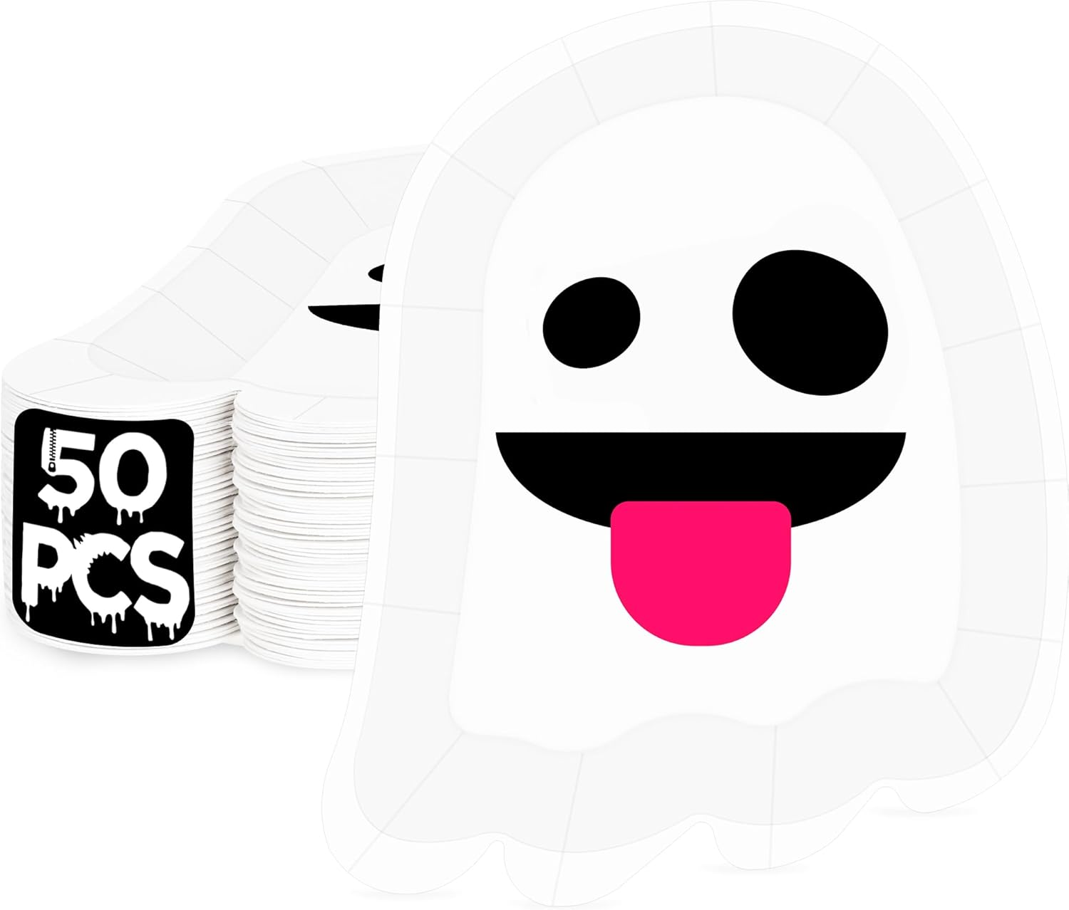 50 PCS Halloween Plates, 7.6'' X 6.8'' Halloween Ghost
