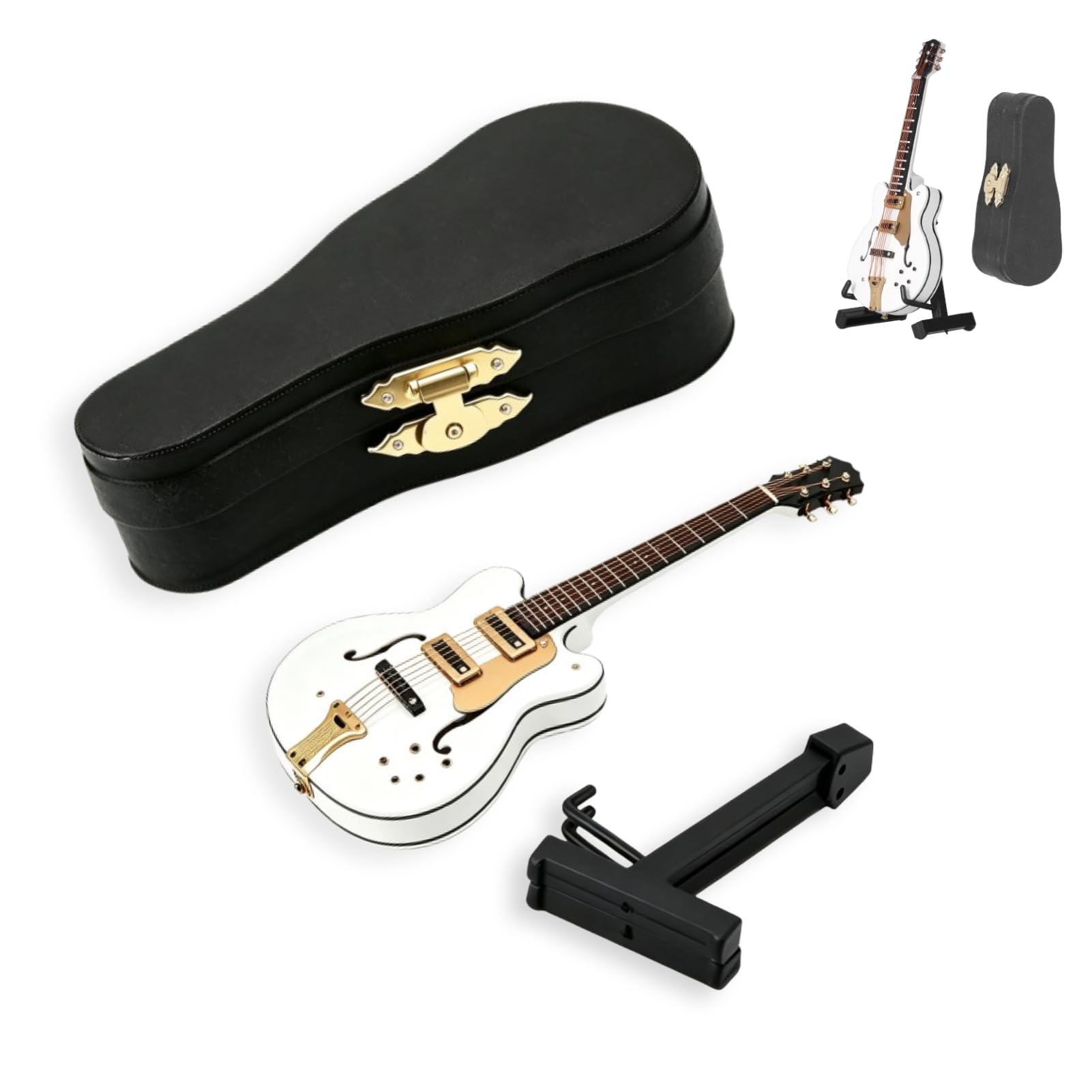 Mini modèle de Guitare, Guitare Miniature avec Stand et boîte Mini réplique d’instruments de Musique à Collectionner pour la décoration du Bureau à Domicile - Les Beatles, Paul McCartney, John Lennon, RIngo Starr, George Harrison Mini modèle de Guitare, Guitare Miniature avec Stand et boîte Mini réplique d'instruments de Musique à Collectionner pour la décoration du Bureau à Domicile