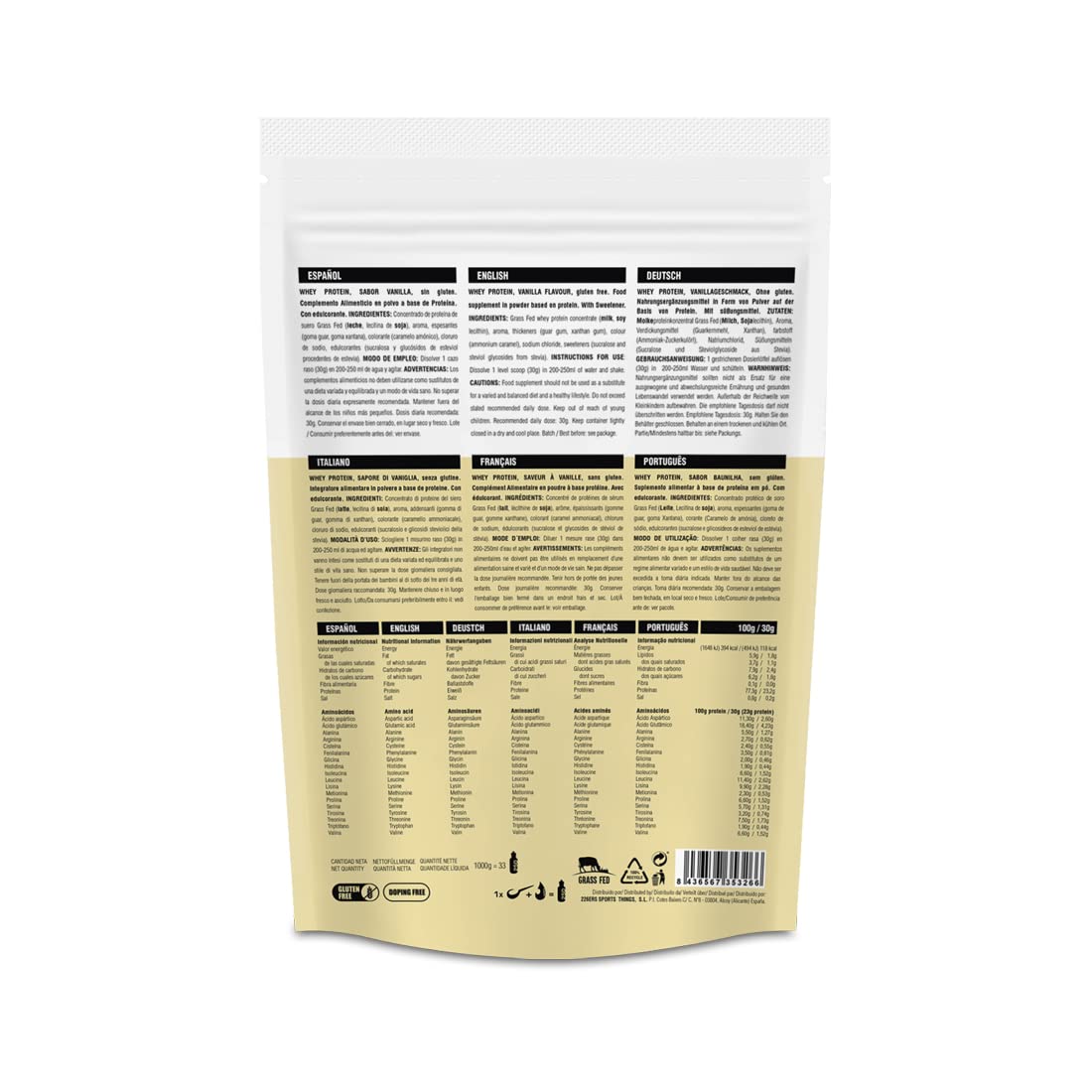 226ERS Whey Protein | Protéine Concentrée de Lactosérum avec Acides Aminés Essentiels pour la Récupération et la Prise de Masse Musculaire, Sans Dopage, Crème de Vanille - 1 kg