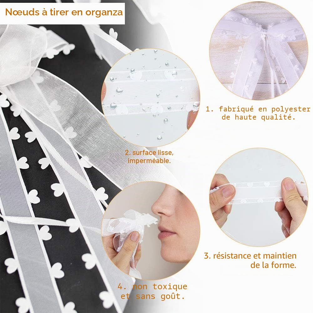 30 Pièces Noeud Voiture Mariage Blanc Décoration de Voiture de Mariage De Mariage Nœuds pour Satin Ruban Voiture Mariage pour Mariage Voiture Decoration Chaise Cadeau Wedding Crmonie Bouquet