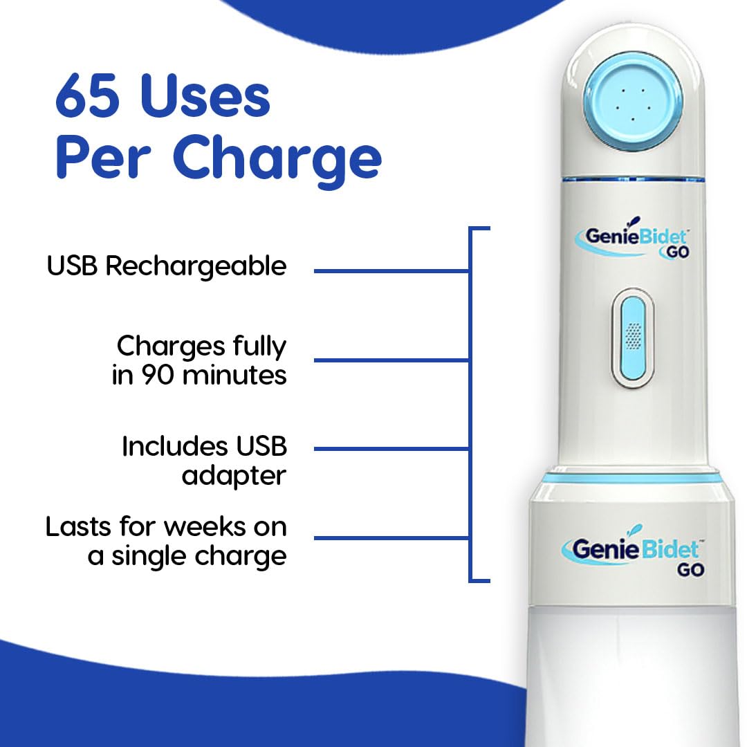 GenieBidet Aggiornato 2025 Bidet Portatile Ricaricabile - Spruzzatore portatile per bidet WC Pulizia in movimento - Spruzzatore elettrico per donne e uomini. Pulizia dell'igiene personale/cura