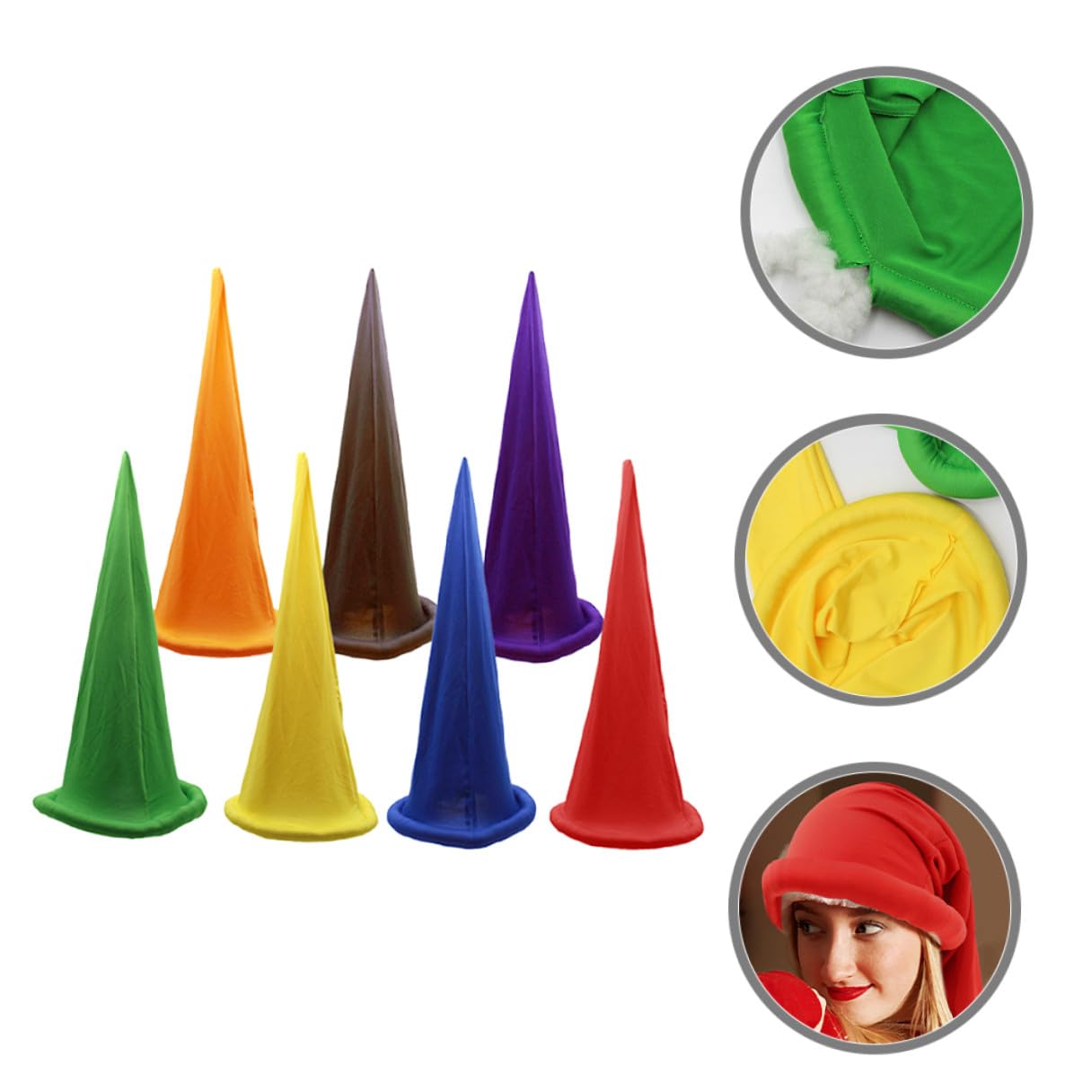 BESPORTBLE 7 Piezas Sombreros de Enanito Navideños y Accesorios para Disfraces, Tamaño Adulto, Resistentes y Reutilizables, Ideales para Fiestas de Halloween y Navidad